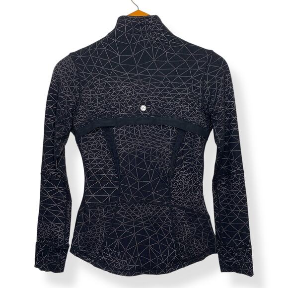 QueenieKe women's black geometric print full zip slim fit running jacket XS - Picture 2 of 9